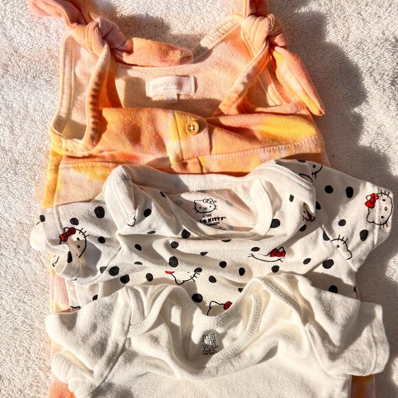 Baby Girl 3pc Bundle – 0–3M Rompers & Bodysuits | Hello Kitty, Carter’s, Grayson - Picture 1 of 5